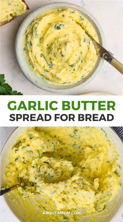 Experience the homemade delight of our Garlic Butter, a versatile spread that will elevate your meals with its rich, creamy, and full-flavored goodness. Garlic Spread Recipes, Diy Sauces, Beautiful Meals, Garlic Butter Spread, Butter Boards, Butter Spreads, Nara Smith, Flavored Butter Recipes, Butter Recipes Homemade