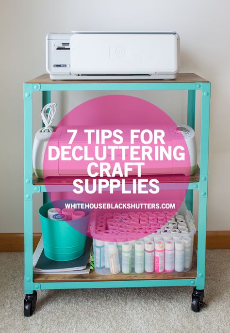 How To Declutter Craft Room, Declutter Craft Supplies, Decluttering Craft Supplies, White House Black Shutters, Crafting Area, Pen Organizer, Small Craft Rooms, Cart Ideas, Black Shutters