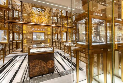 Graff, which currently has 45 flagship stores across the globe, was commended… Jennifer Gibson, Jewelry Store Interior, Graff Diamonds, Jewelry Store Design, Jewellery Shop Design, Showroom Interior Design, Jewellery Showroom, Shop House Plans, Display Furniture