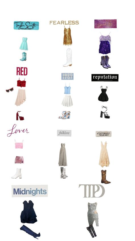 Taylor's albums as outfits Taylor Swift Original Album Outfit, Taylor Album Outfits, Taylor Swift Album Costumes, Taylor Swift Album Inspired Outfits, Taylor Swift Album Outfits, Taylor Swift Debut Album, Tyler Swift, Taylor Concert, Swift Outfits