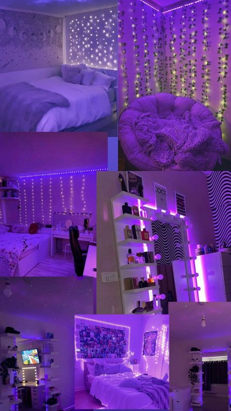 Purple Room Decor, Neon Bedroom, Luxury Room Bedroom, Neon Room, Classy Bedroom, Bedroom Decor Inspiration, Room Redesign, Girly Room, تصميم للمنزل العصري