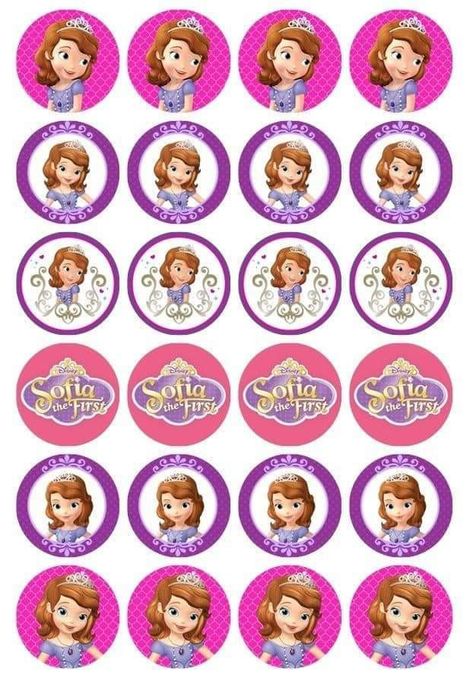 Sofia Drawing, Princess Sofia Cupcakes, Princess Sofia Birthday Party Ideas, Sofia The First Birthday Cake, Birthday Tarpaulin Design, Princess Sofia Birthday, Princess Sofia Party, Cupcake Toppers Free, Sofia The First Birthday Party