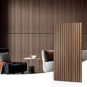 Art3d 2 Wood Slat Acoustic Panels for Wall and Ceiling - 3D Fluted Sound Absorbing Panel with Wood Finish - Walnut Slat Wood Panel, Sound Absorbing, Ceiling Fan In Kitchen, Acoustic Panels, Bath Fixtures, Wood Slats, Wood Panel, Wood Paneling, Smart Home