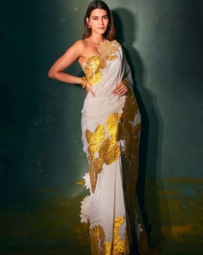 Kriti Sanon Saree, Hot Sarees, Saree Aesthetic, Fashion Show Dresses, Kriti Sanon, White Saree, Stylish Sarees, Saree Styles, Beautiful Saree