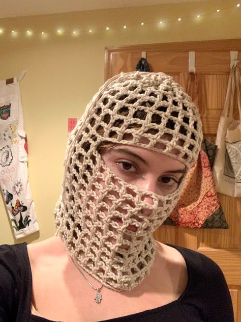 Crochet Balaclava Men, Mesh Balaclava, Crochet Net, Bad Brains, Crochet Men, Crochet Stitches Guide, Crochet Clothing And Accessories, Mesh Hat, Crochet Set