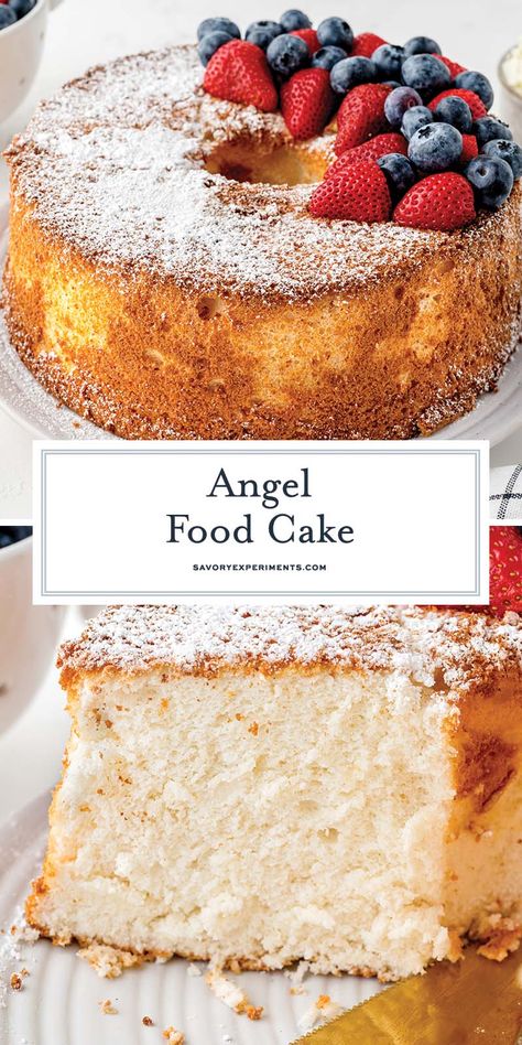 With a light and airy texture, this classic Angel Food Cake recipe is perfect for any occasion. Top with fresh fruit and whipped cream!