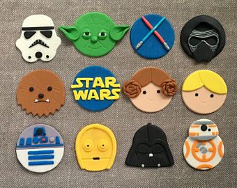 Darth vader fondant | Etsy Star Wars Baking, Star Wars Dessert, Star Wars Cupcake Toppers, Star Wars Cake Toppers, Star Wars Birthday Cake, Star Wars Cupcakes, Star Wars Cookies, Fondant Cupcake Toppers, Star Wars Cake