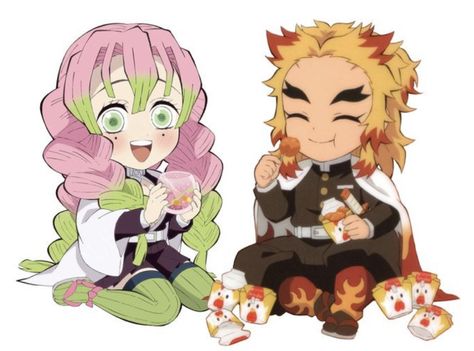 demon slayer, ds, kny, kimetsu no yaiba, icon, matching, pfp, wallpaper, anime, katana, fighting, breathing, mitsuri kanroji, chibi, cute, pink hair, green, pink, sweet, love hashira, love breathing, official art, matching, rengoku kyojuro, eating Matching Pfp Wallpaper, Mitsuri Kanroji Chibi, Mitsuri And Rengoku, Icon Matching Pfp, Cute Pink Hair, Rengoku Kyojuro, Cute Blue Wallpaper, Cute Animal Drawings Kawaii, Cute Animal Drawings