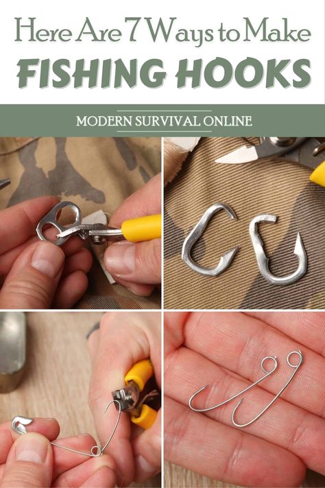 diy fishing hooks pinterest Homemade Fishing Pole, Diy Wooden Fishing Lures, Fishing Hacks Diy, Diy Fishing Net, Survival Crafts, Survival Fishing Kit, Fishing Tips And Tricks, Diy Fishing Gear, Diy Fishing Rod