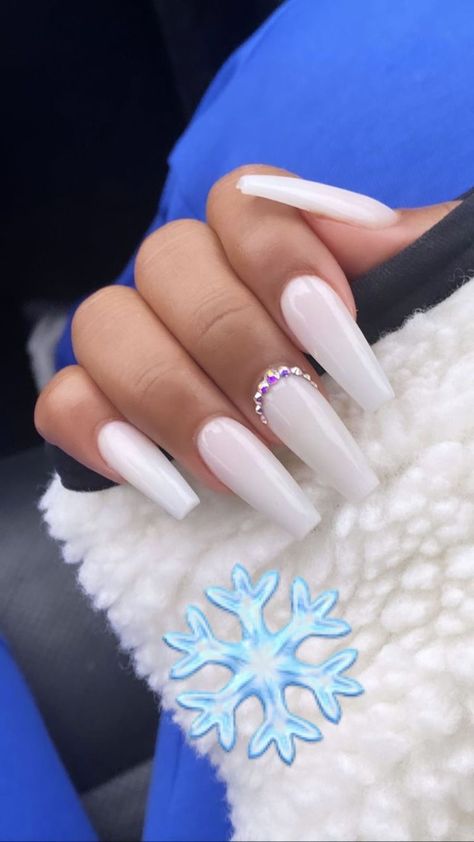 Long White Nails, Baby Blue Acrylic Nails, French Pedicure, Milky Nails, Blue Acrylic Nails, White Acrylic Nails, Simple Acrylic Nails, Long Acrylic Nails Coffin, Short Acrylic