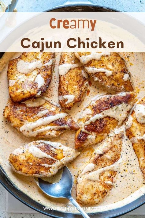 Cajun Chicken Breast, Cajun Cream Sauce, Creamy Cajun Chicken, Cajun Chicken Recipes, Fried Chicken Breast, Healthy Fitness Meals, Cajun Chicken, Sauce For Chicken, Cajun Recipes