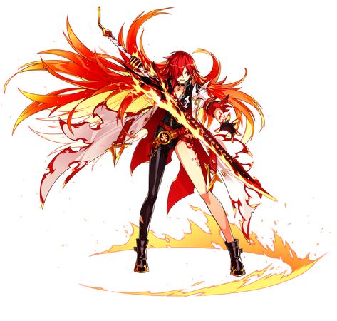 Elsword- Flame Lord ( Awakened ) Elsword Elesis, Elsword Game, Elsword Anime, Elsword, Anime Warrior, 영감을 주는 캐릭터, Female Character Design, Anime Artwork, An Anime