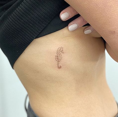 Sea horse~ • • • #losangelestattoo#sanfranciscotattoo#singleneedle#finelinetattoo Seahorse Tattoos, Beachy Tattoos, International Tattoo, Horse Tattoo Design, Seahorse Tattoo, Small Girly Tattoos, Petite Tattoos, Red Ink Tattoos, Detailed Tattoo