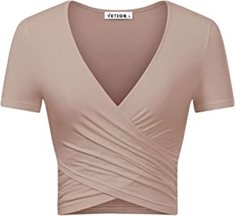 -Women's deep sexy sleeve criss-cross in front

-Featuring lightweight, comfortable soft, and good breathable material, shaping ability well

-It is a great match with denim jeans, shorts, and skirt Sumer Style, Tunic Tops Summer, Blouse Crop, Slim Fit Crop Top, Cropped Tee Shirt, Summer Tunics, Modesty Fashion, Wrap Crop Tops, Wrap Shirt