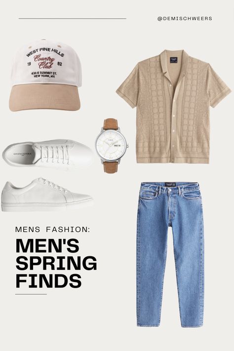 Men’s Spring Capsule Wardrobe, Men’s Abercrombie Outfits, Mens Abercrombie Outfits, Cool Dad Outfits Men, Men’s Spring Outfits, Men’s Spring Fashion, Spring Men Outfit, Men Jeans Outfit, Summer Mens Outfits