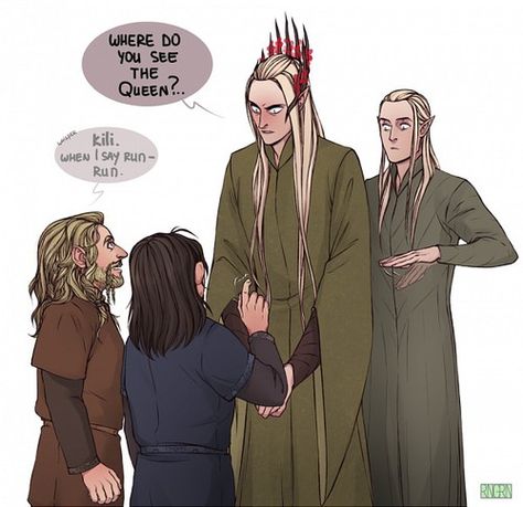 kili, Legolas, and the hobbit image Legolas X Kili, Bilbo And Thranduil, Legolas Fanart Cute, Fili Hobbit Fan Art, Kili Durin Fan Art, Fili X Kili Fanart, The Hobbit Fili And Kili, Bilbo X Kili, Bilbo X Thranduil