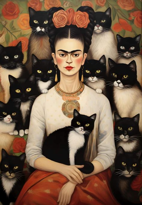 Frida Kahlo Artwork, Frida Kahlo Paintings, Kahlo Paintings, Folk Art Cat, Frida And Diego, Frida Art, Frida Kahlo Art, Elementary Art Projects, Mom Art