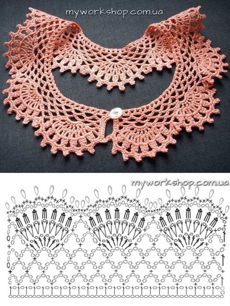 Col Crochet, Crochet Collar Pattern, Háčkované Lemy, Crochet Lace Collar, Crochet Necklace Pattern, Diy Crafts Crochet, Crochet Yoke, شال كروشيه, Crochet Edging Patterns