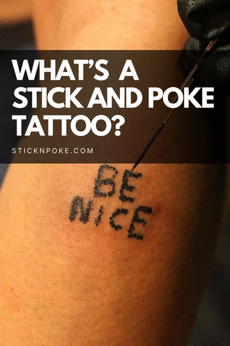 A stick and poke tattoo is a tattoo made by manually poking the skin with a sharp object and ink. So, are stick and poke tattoos amateurish or professional? Are they simple or complex? Hazardous or safe? Old school or fashionable? Actually stick and poke tattoos can be all of those things, depending on the context and especially on the artist tattooing. The way a stick n poke tattoo is performed will greatly influence the result. Stick And Poke Tattoo Tutorial, Stick And Poke Tattoos, Stick Poke, Tattoo Tutorial, Homemade Tattoos, Stick Poke Tattoo, Diy Tattoo Permanent, Tattoo 2023, Stick And Poke Tattoo