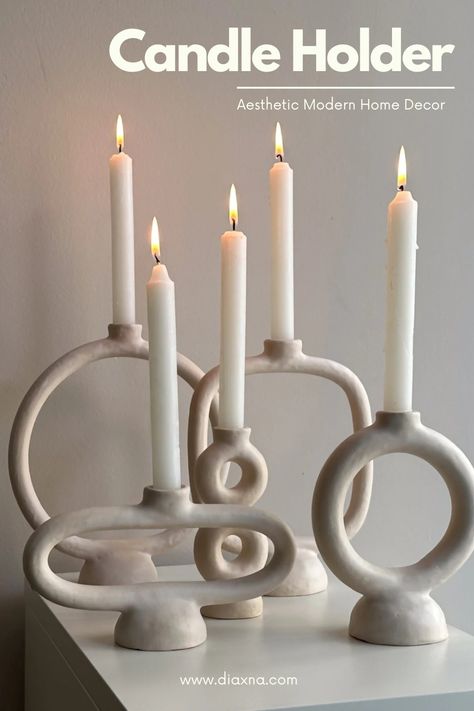 Elevate Your Home Decor : 4 Chic Modern Ceramic Candle Holders to Enhance Your Minimalist Home Styling! — DIAxNA Clay Home Decor Diy, Ceramic Candle Holders Ideas, Candle Holders Decor Ideas, Pottery Candle Holders, Candle Holder Ceramic, Pottery Decoration, Velas Candles, Ceramic Home Decor, Elegant Candle Holders