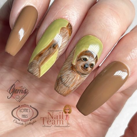 Sloth Nails, Nail Tutorial Videos, Animal Nails, Nails On Fleek, Nail Tutorials, Sloth, Gel Nails, Acrylic Nails, Nails