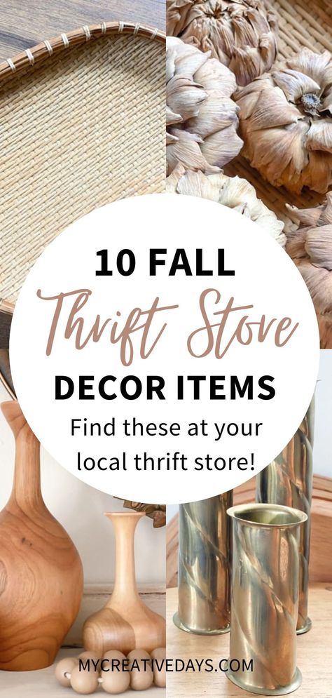 Decorate your home for fall with our top 10 fall home decor ideas that you can find at your local thrift store! Fall budget home decorating ideas to get the perfect cozy fall home feel this season. fall decor ideas for the home 2022 Decorating With Plates Display, Best Fall Decorating Ideas, Farmhouse Autumn Decor Living Room, Thrift Store Items, Shabby Chic Fall Decor Ideas, Fall Decor Traditional Home, Non Orange Fall Decor, Thrift Store Fall Decor Diy, Vintage Fall Table Decor