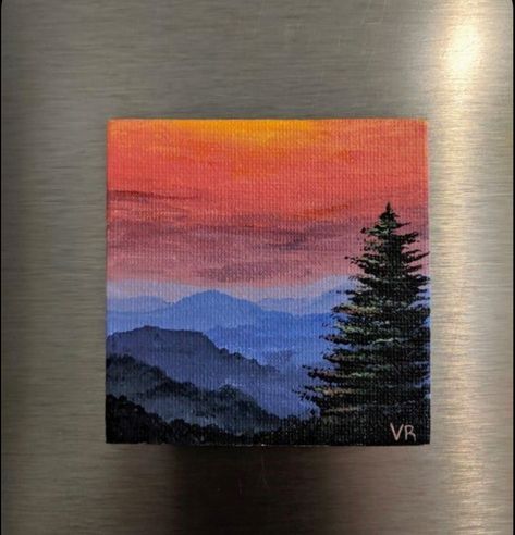 Blue Ridge Mountain, Canvas For Beginners, Small Canvas Paintings, Simple Canvas Paintings, Canvas Painting Tutorials, Cute Canvas Paintings, Easy Canvas Art, Shenandoah National Park, Mountain Sunset