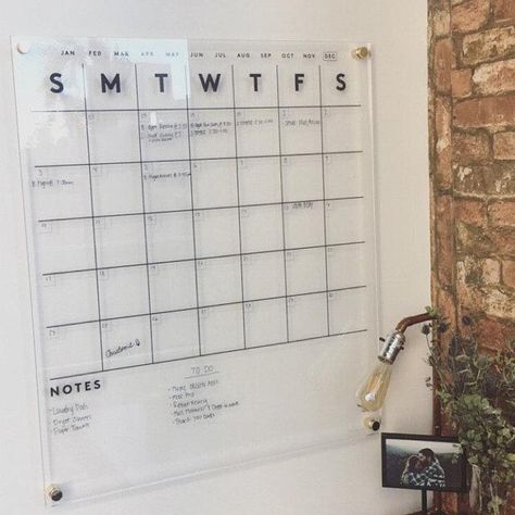 Office At Work Decor, Dry Erase Wall Calendar, Small Business Office, Calendar Minimalist, Acrylic Calendar, Office Calendar, Office Organization At Work, Dry Erase Wall, Family Command Center