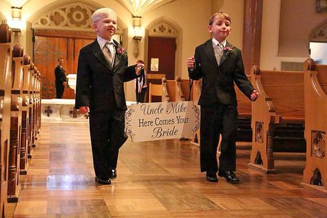 WEDDING SIGNS Uncle Here Comes Your BRiDE or GIRL by familyattic, $54.95 Girl Ring Bearer, Flower Girl Ring Bearer, Wedding Stencils, Beach Wedding Signs, Ring Bearer Signs, Flower Girl Signs, Wedding Sign Decor, Bride Sign, Favorite Paint Colors