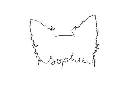 Dog Ears And Name Tattoo, Simple Yorkie Tattoo, Tattoo Ideas About Your Dog, Yorkie Line Tattoo, Westie Outline Tattoo, Westie Ears Tattoo, Yorkie Silhouette Tattoo, Dog Ear Tattoo With Name, German Spitz Tattoo