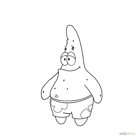 How to Draw Patrick from SpongeBob SquarePants: 7 Steps - wikiHow Patrick Tattoo Spongebob, Spongebob Tattoo Stencil, Spongebob And Patrick Drawing, Spongebob Squarepants Drawing, Patrick Tattoo, Patrick Drawing, Spongebob Characters, Tato Minimal, Spongebob And Patrick