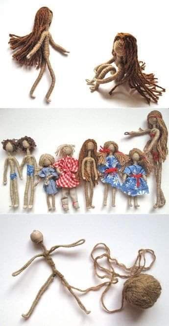 Beautiful Dolls Made With Wire And Yarn Bendy Dolls Tutorial, Dolls Handmade Diy, Rabbit Crafts, Yarn Dolls, Homemade Dolls, Worry Dolls, Bendy Doll, Doll Diy Crafts, Clothes Pin Crafts