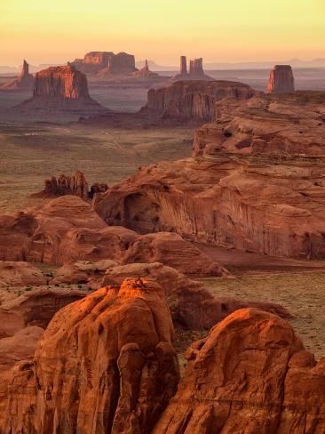 size: 24x18in Photographic Print: USA, Arizona, Monument Valley, Sunset View from Hunt's Mesa by Ann Collins : Desert Life, Sunset View, Pretty Landscapes, Rock Formations, Zion National Park, Sunset Views, The Desert, Beautiful Landscapes, Monument Valley