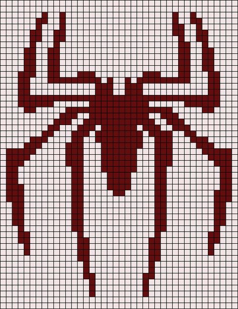 Alpha pattern #145253 variation #340424 | BraceletBook Spiderman Alpha Pattern Crochet, Spider Alpha Pattern, Spider Man Alpha Pattern, Alpha Grid, Alfa Pattern, Spiderman Crochet, Hero Symbol, Grid Patterns, Pixel Art Grid