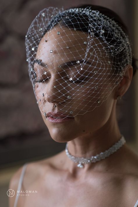 Swarovski crystal custom birdcage veil Prom Dress Inspo, Birdcage Veil, Dress Inspo, Real Brides, Swarovski Crystal, Veil, Prom Dress, Ear Cuff, Swarovski Crystals