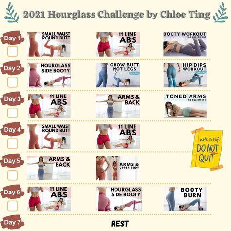 first week, use as iPhone Widget to stay motivated Chloe Ting Hourglass Challenge, Hourglass Challenge, Emi Wong, Full Body Workout Program, Kpop Workout, Weekly Workout Schedule, Motivasi Diet, Chloe Ting, Workout List