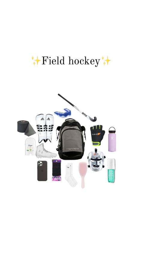 Field Hockey Essentials, Field Hockey Bag Essentials, Field Hockey Bag, Field Hockey Outfits, Hockey Aesthetic, Hockey Outfits, Random Products, Hockey Bag, Hockey Girl