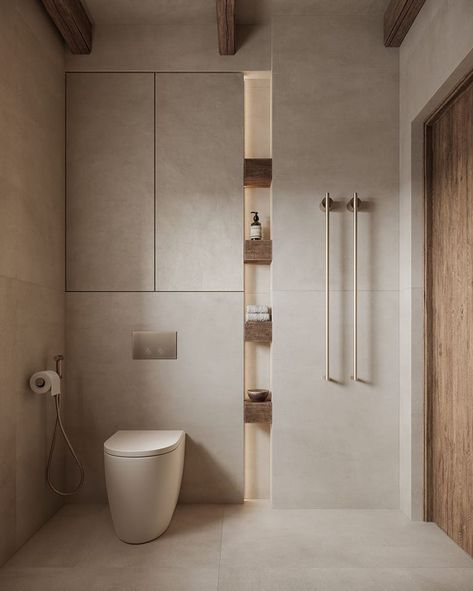 Wabi Sabi Toilet Design, Minimalist Toilet Design, Small Wc, Japanese House Interior, Wabi Sabi Bathroom, Neoclassic Interior, Minimalist Toilets, Hotel Bathroom Design, Japandi Bathroom