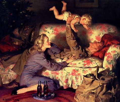 Artist of the day: Artist of the day, November 28: Haddon Sundblom, an American artist, illustrator (#850) Haddon Sundblom, Vintage Coke, Creation Photo, Pulp Art, Coca Cola Vintage, Family Art, Vintage Life, Romantic Art, Vintage Pictures