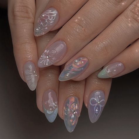 Fairy Nail Art, Acrylic Nail Designs Coffin, Hard Nails, Pearl Nails, Pretty Gel Nails, Cute Acrylic Nail Designs, Really Cute Nails, Prom Nails, Chic Nails