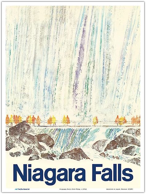 Amazon.com: Niagara Falls, New York - Canadian Boarder - Vintage Airline Travel Poster c.1968 - Master Art Print 9in x 12in: Posters & Prints Niagara Falls Illustration, Niagara Falls New York, Vintage Airline, Master Art, Airline Travel, Autumn Illustration, Canadian Art, Fall Prints, Posters Prints