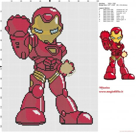 Iron Man cross stitch pattern Marvel Cross Stitch, Crochet Graphs, Cross Stitch For Kids, Disney Cross Stitch, Beaded Cross Stitch, Stitch Cartoon, Pixel Pattern, Cross Stitch Ideas, Cross Stitch Patterns Free