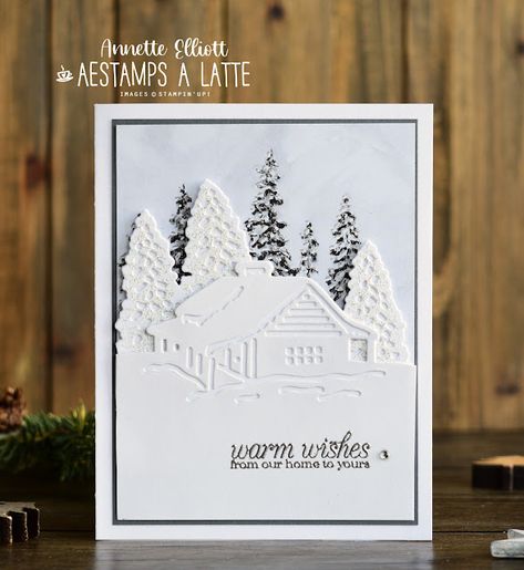 Cabin Christmas, Christmas Giveaways, Peaceful Place, Shop With Me, Stampin Up Christmas, Cabin Fever, Su Cards, Christmas Cards To Make, Winter Scene