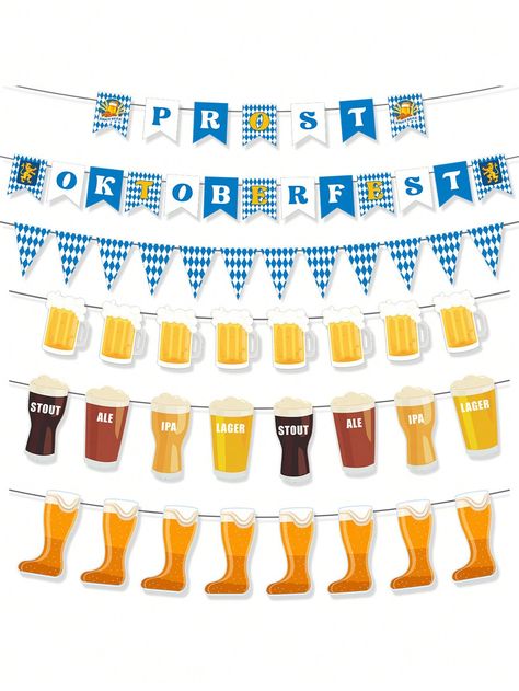 Oktoberfest Decorations, Hanging Beer Flags, Beer Mugs, Bunting Flags, Party Decorations,Christmas Multicolor    Paper     Event & Party Supplies, size features are:Bust: ,Length: ,Sleeve Length: Oktoberfest Flag, German Beer Festival, Oktoberfest Decorations, Munich Oktoberfest, Holiday Beer, German Oktoberfest, White Lattice, Oktoberfest Party, Beer Cup