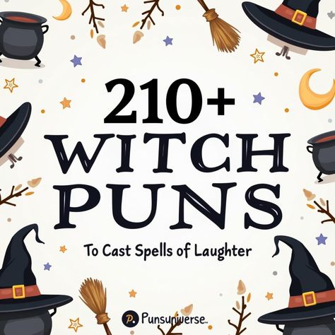 Unleash a cauldron of chuckles with these 210+ witch puns that are brewing up a storm of laughter! Get ready to cackle like a witch on a broomstick as you dive into a spellbinding world of magical wordplay. Whether you're a pun-loving warlock or a humor-spell aficionado, these enchanting quips will have you bewitched! Don’t broom the chance to share with friends, because laughter always casts the best spell. 🧙‍♀️✨ #WitchPuns #HalloweenHumor #PunnyMagic #SpookyLaughs #EnchantedGiggles #puns Witch Puns, Pickle Puns, Rock Puns, What Is A Witch, Witch Writing, Pizza Puns, Bear Puns, Witch On A Broomstick, Halloween Jokes