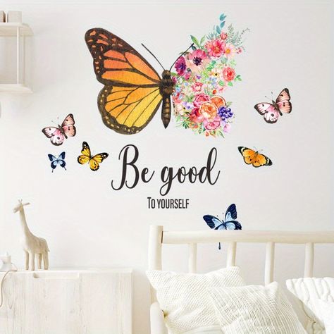 Faster shipping. Better service Gold Floor, Nursery Art Decor, Floor Edging, Entrance Door Design, Blue Butterflies, Flower Wall Stickers, Removable Wall Stickers, Wall Stickers Bedroom, Sticker Wall