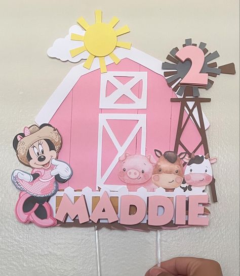 Minnie Mouse Barnyard Party, Minnie Cowgirl Party, Minnie Farm Birthday, Minnie Mouse Farm Birthday Party, Minnie Mouse Cowgirl Party, Minnie Cake Topper, Sweet Table Decorations, Barn Cake, 1st Rodeo