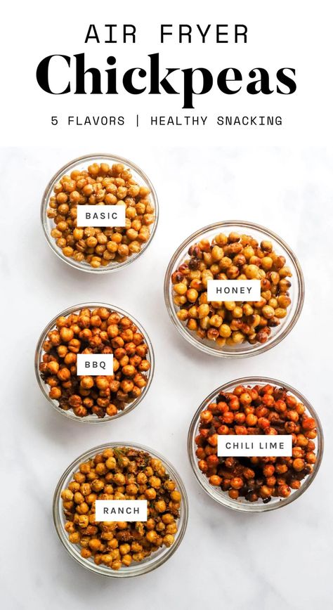 Heath Recipes, Crispy Air Fryer Chickpeas, Recipes Chickpeas, Flavored Chickpeas, Air Fryer Chickpeas, Chickpea Snacks, Crunchy Chickpeas, Crispy Chickpeas, Honey Bbq