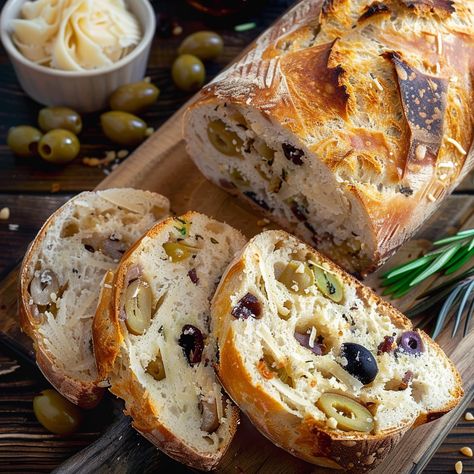 Olive Bread Recipe Easy, Green Olive Bread, Olive Bread Recipe, Easiest Bread Recipe Ever, Fig Bread, Creamed Corn Recipes, Mediterranean Flavors, Frozen Bread Dough, Olive Bread