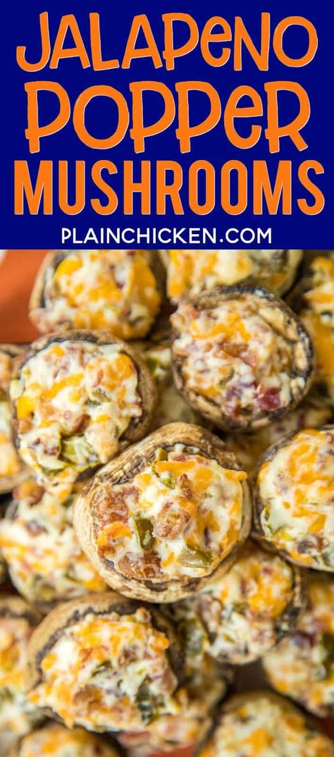 Mushrooms Stuffed, Garlic Cheddar, Jalapeno Popper, Low Carb Appetizers, Appetizer Bites, Keto Foods, Jalapeno Poppers, Football Food, Low Carb Snacks